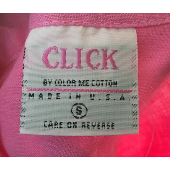 Click CMC Top Women's Size Small Pink 3/4 Sleeve Button Up Color Me Cotton - Picture 7 of 7
